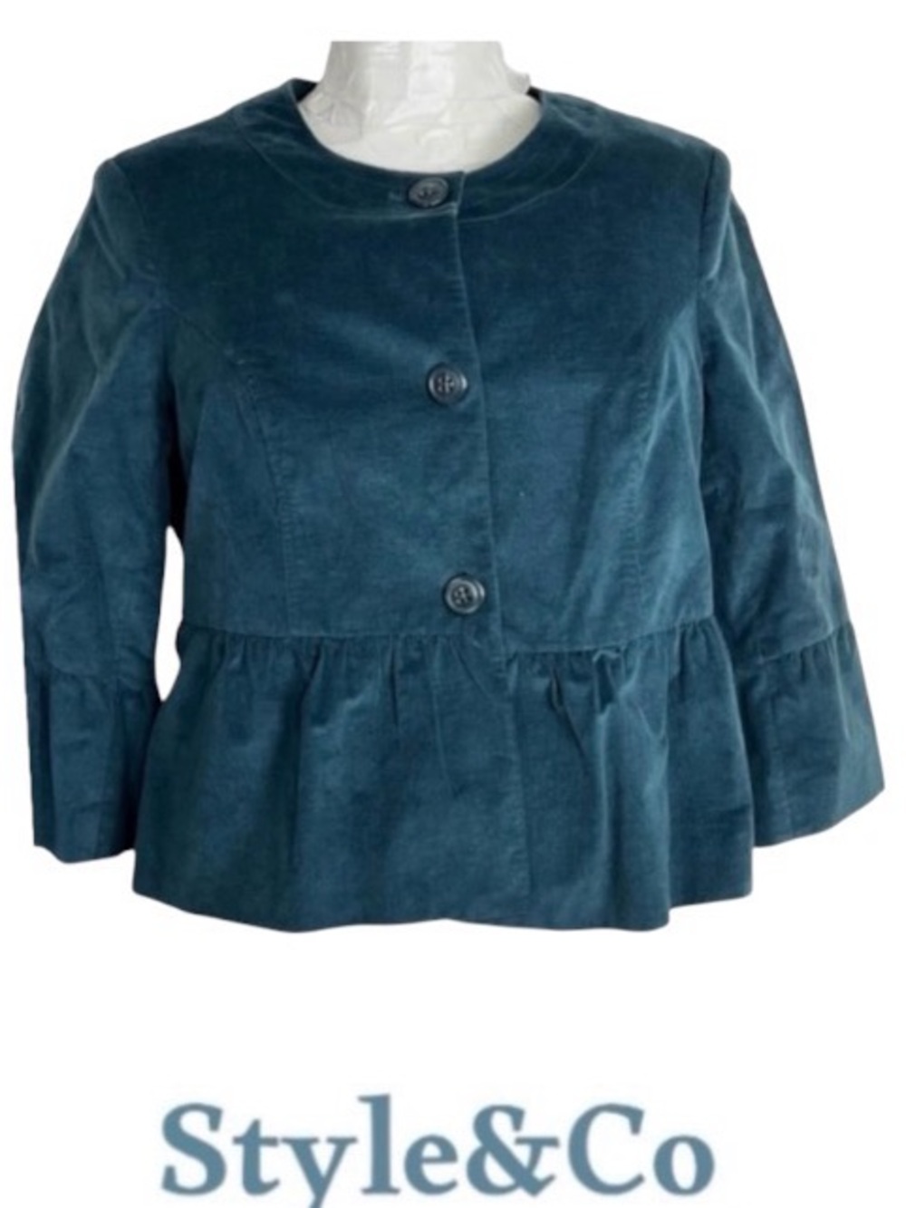 24W Gorgeous Cotton Velvet Peplum Jacket from Style&Co